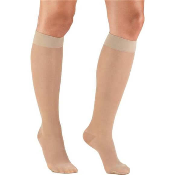 Sheer Compression Stockings, 15-20 mmHg, Women's Knee High Length, 20 Denier - Picture 1 of 7